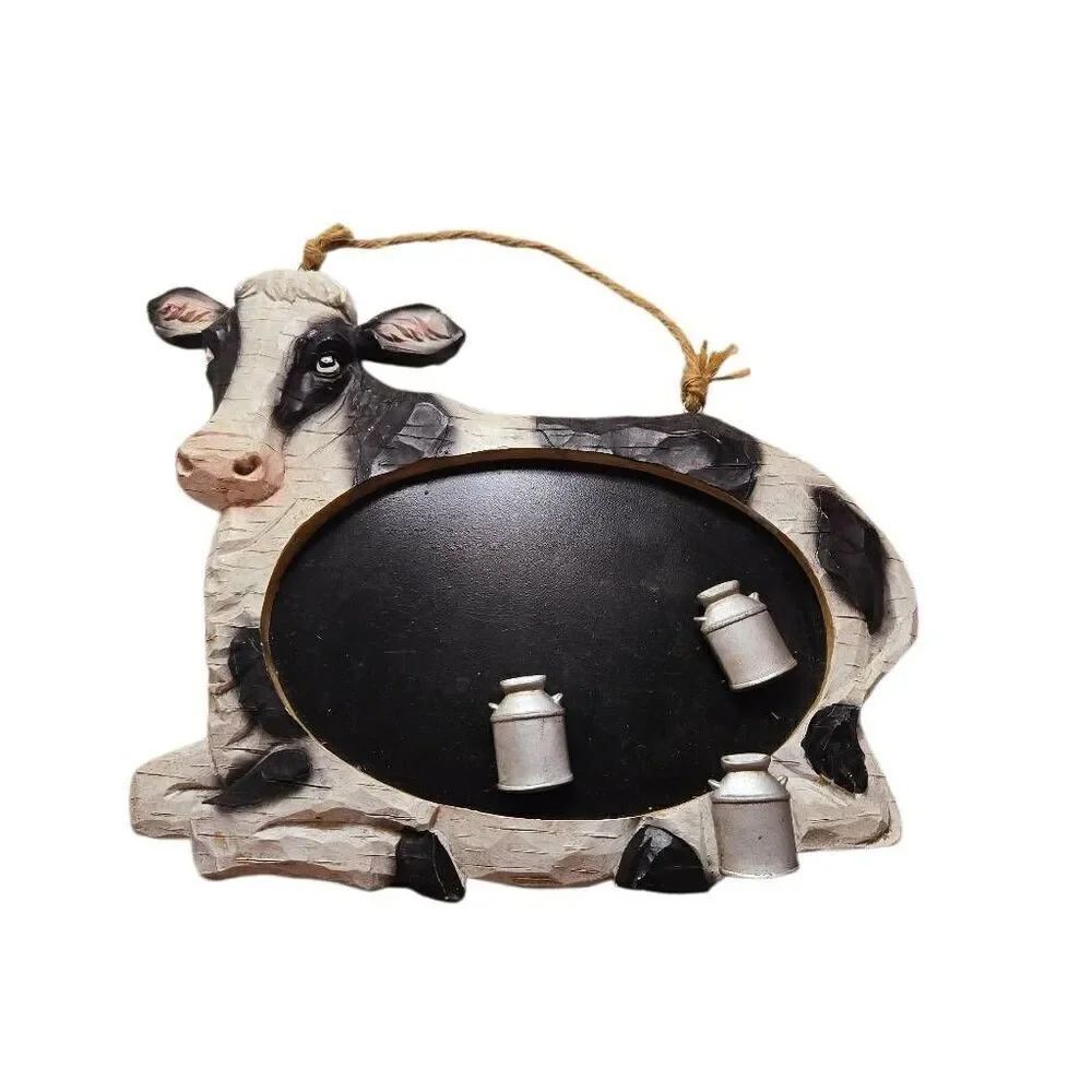 Cow Mooo Magnetic picture Decor Farmhouse with 3 milk jug magnets